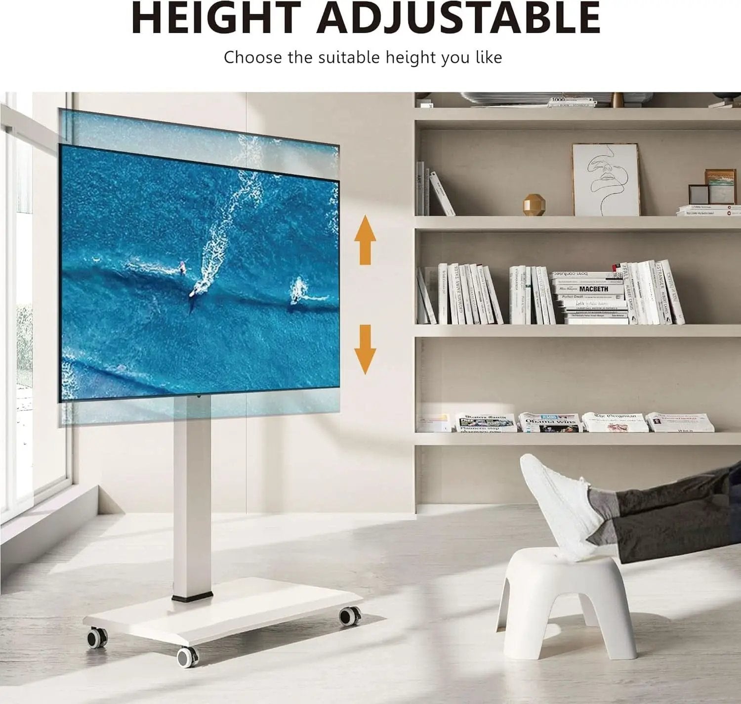 Rolling TV Stand On Wheels For 32 To 75 Inch TVs With 40 Degree Swivel from PriceLows™