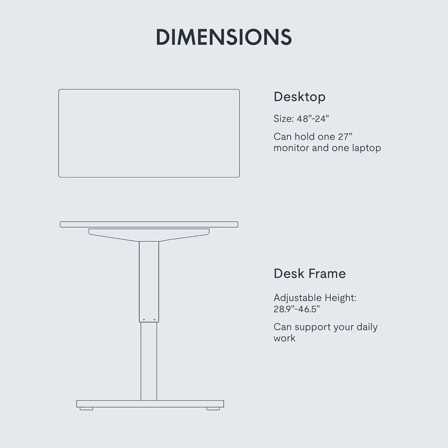 Electric Height Adjustable Standing Desk 48x24 Inches from PriceLows™