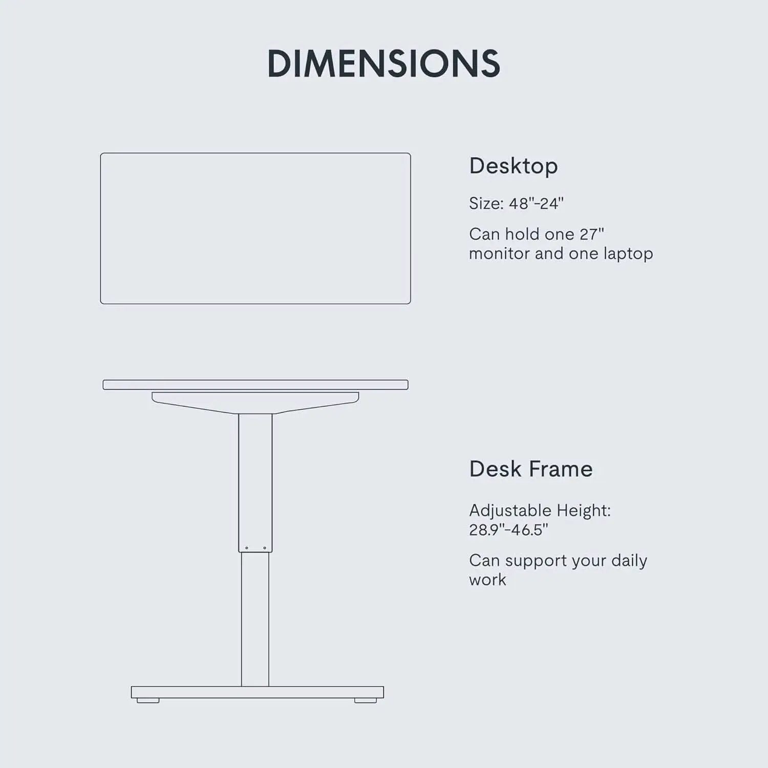Electric Height Adjustable Standing Desk 48x24 Inches from PriceLows™