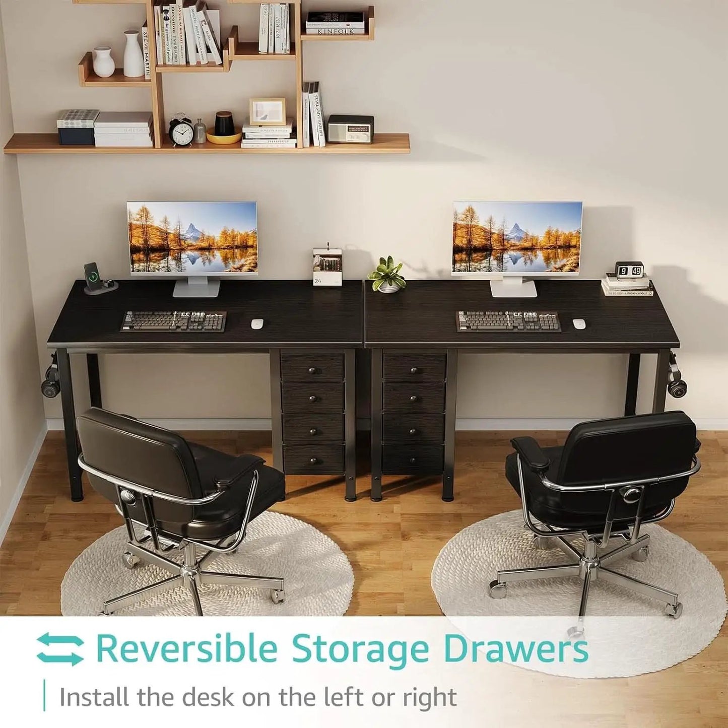 40 Inch Small Gaming Desk With Fabric Drawers Black from PriceLows™