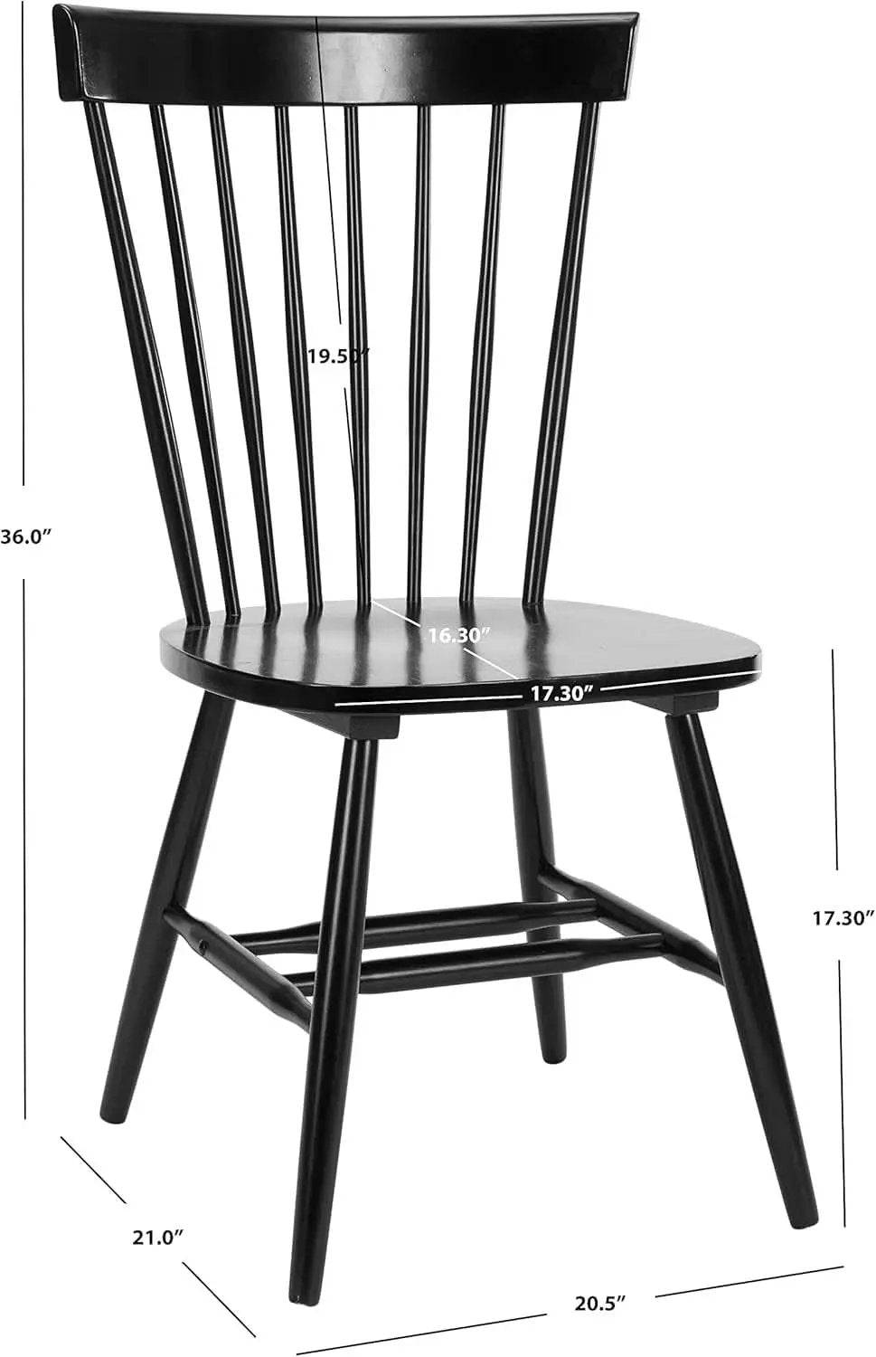 Parker Spindle Windsor Dining Chair Set Of 2 Black 17 Inch from PriceLows™