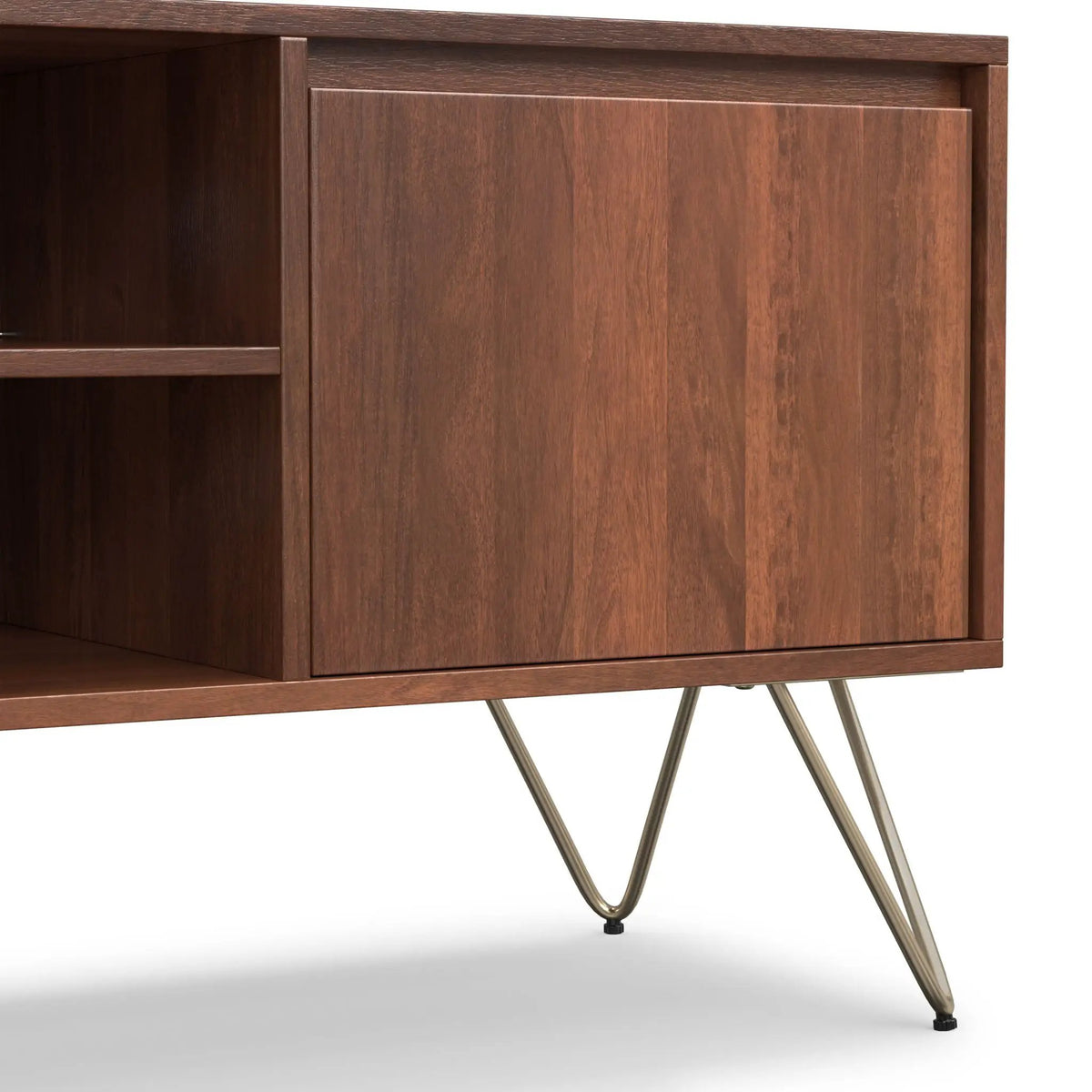 Hunter TV Media Stand | Solid Mango Hardwood | Umber Brown Stain | Two Side Cabinets