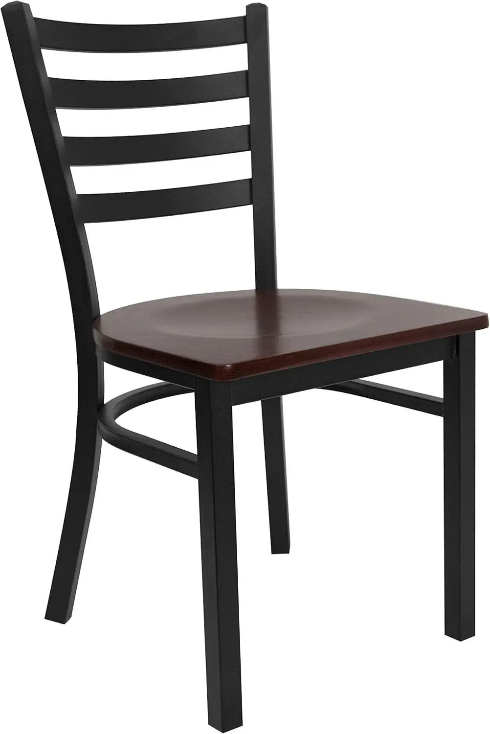 2 Pack Hercules Series Black Ladder Back Metal Dining Chair With Mahogany Seat For Restaurants from PriceLows™