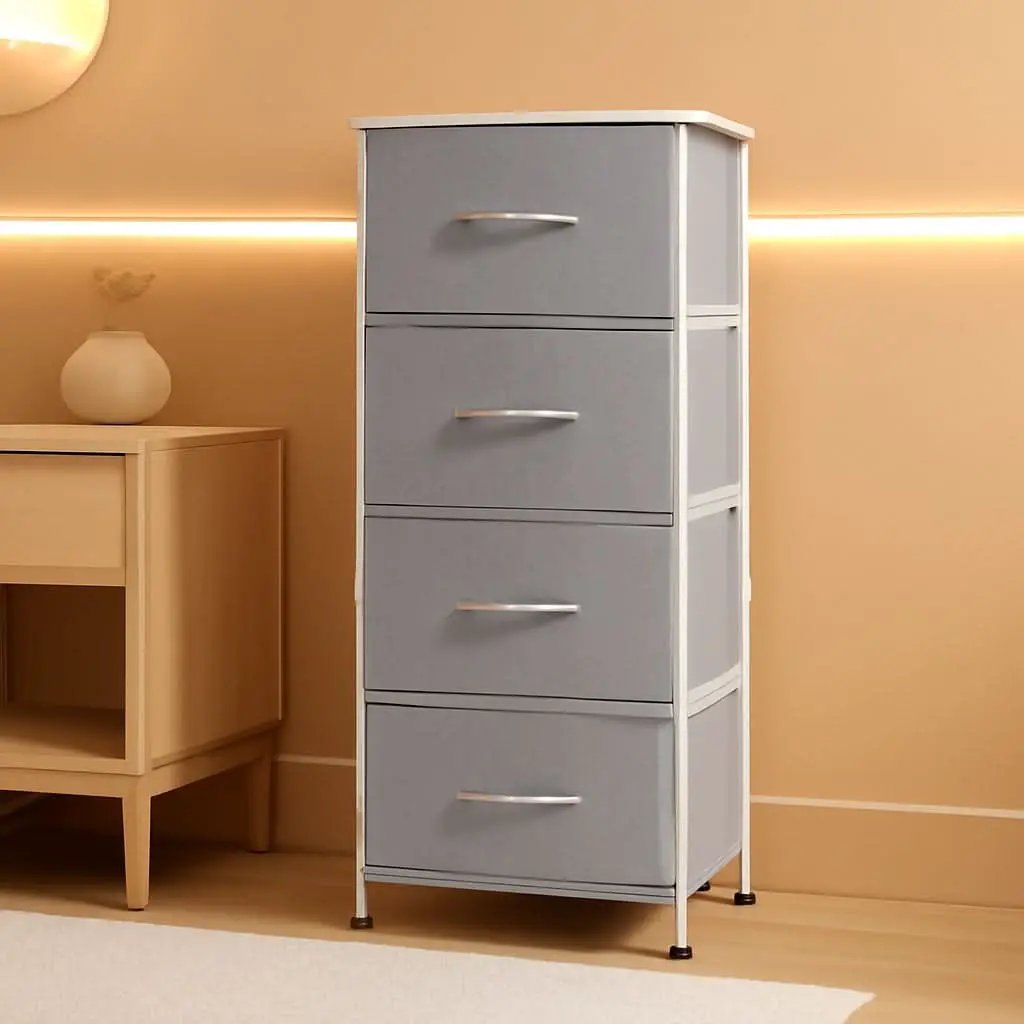 Light Grey Fabric Dresser 5 Drawer Organizer Storage Solution from PriceLows™