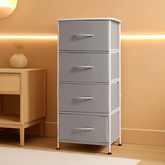 Light Grey Fabric Dresser 5 Drawer Organizer Storage Solution from PriceLows™