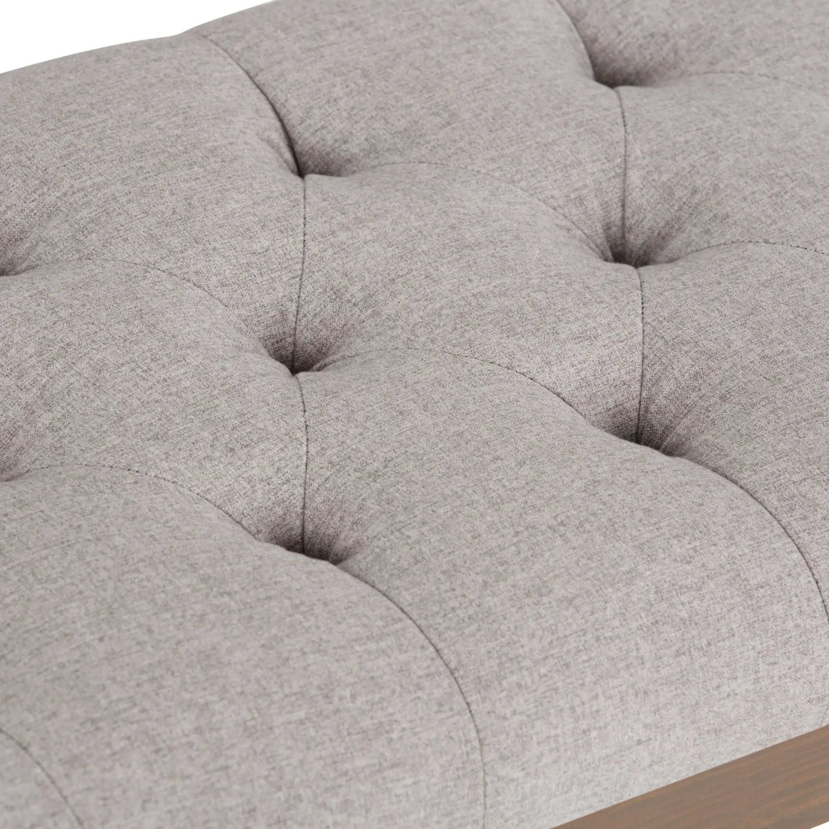 Waverly Upholstered Ottoman Bench | Tufting Detail | Carved Legs | Solid Wood Frame