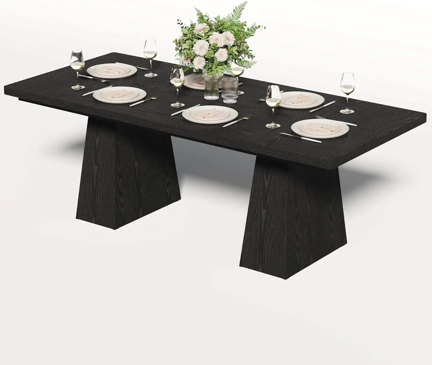 Wooden Dining Table for 6 with Heavy Duty Legs Black from PriceLows™