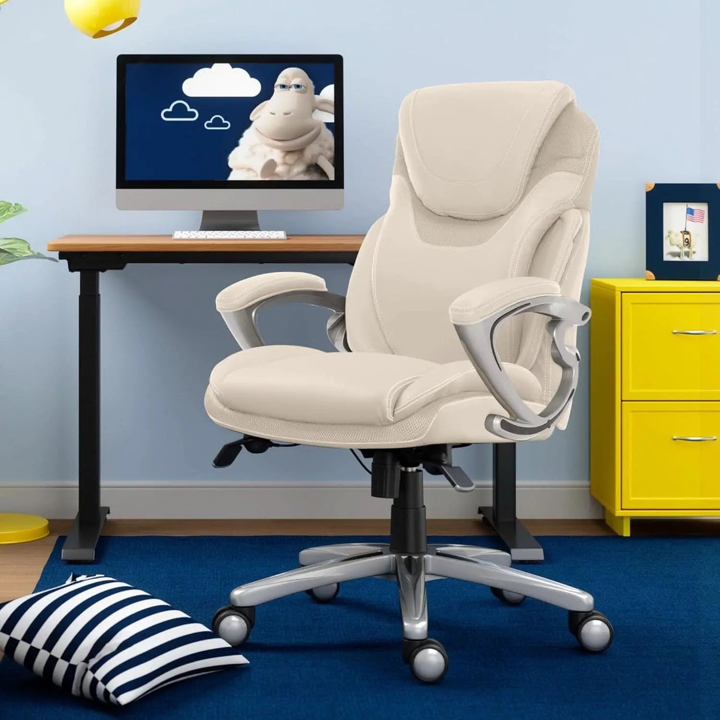 Executive Office Chair With AIR Lumbar Support Cream White from PriceLows™