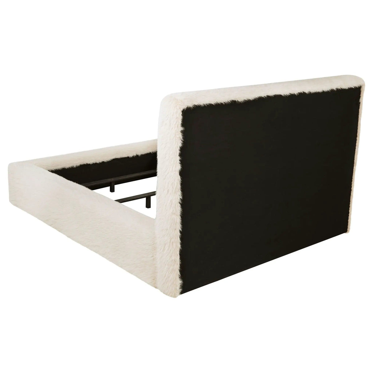 Rebecca Faux Fur Upholstered Queen Bed | 73.25 x 93.75 x 48.5 in | Engineered Wood & Plywood | Cream