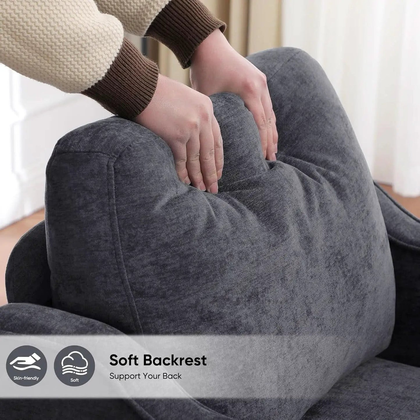 Dark Grey Mid Century Modern Accent Chair For Living Room from PriceLows™