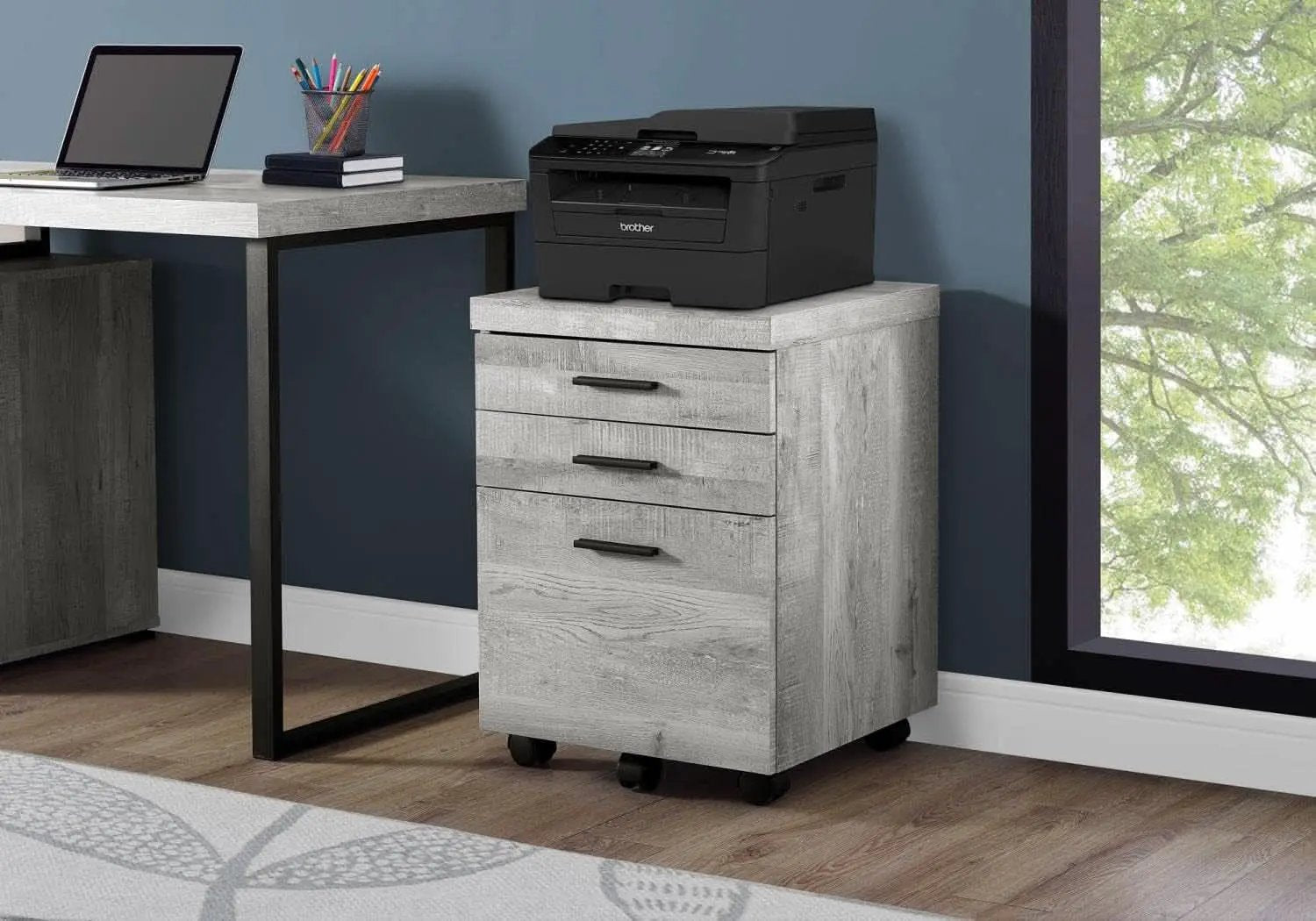 I 7401 Rolling File Cabinet 3-Drawer Gray Laminate from PriceLows™