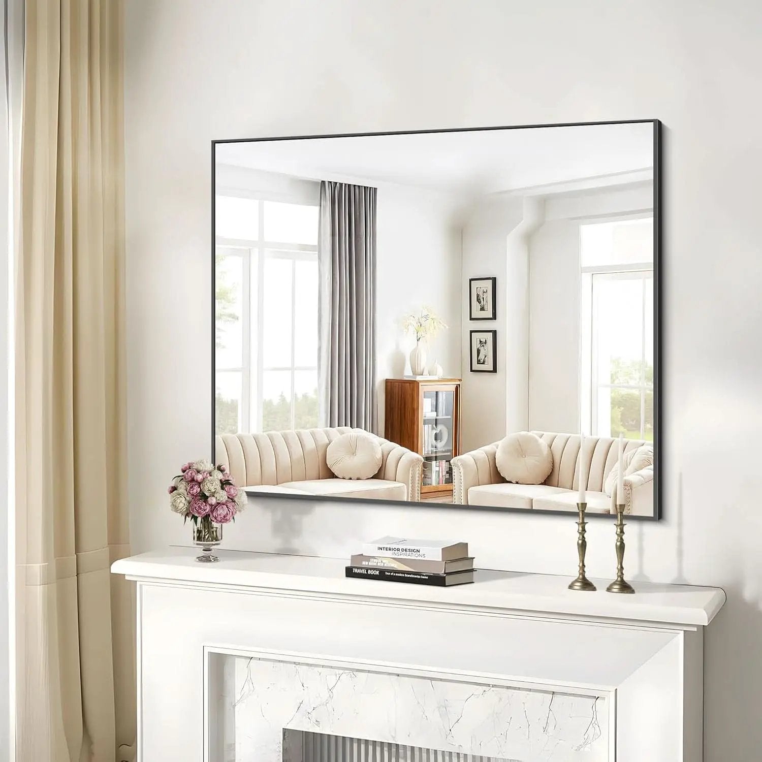 36x40 Black Wall Mirror With Horizontal Or Vertical Mount from PriceLows™