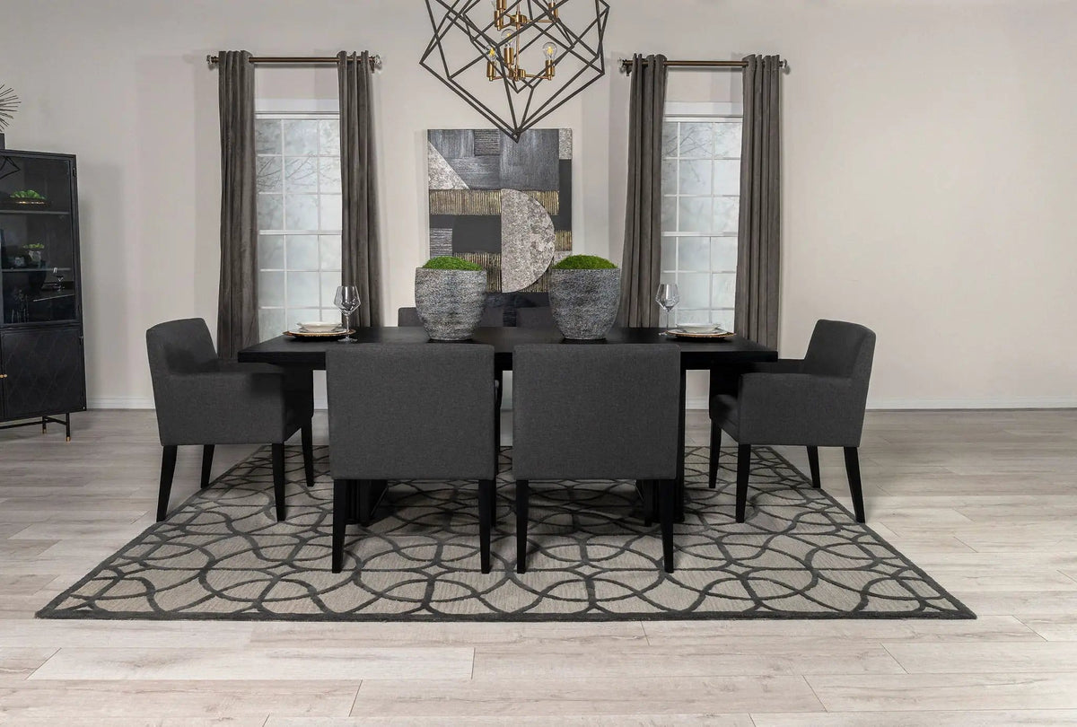 Catherine 7-piece Rectangular Dining Table Set | 7-Piece Set | Oak Veneer | Black