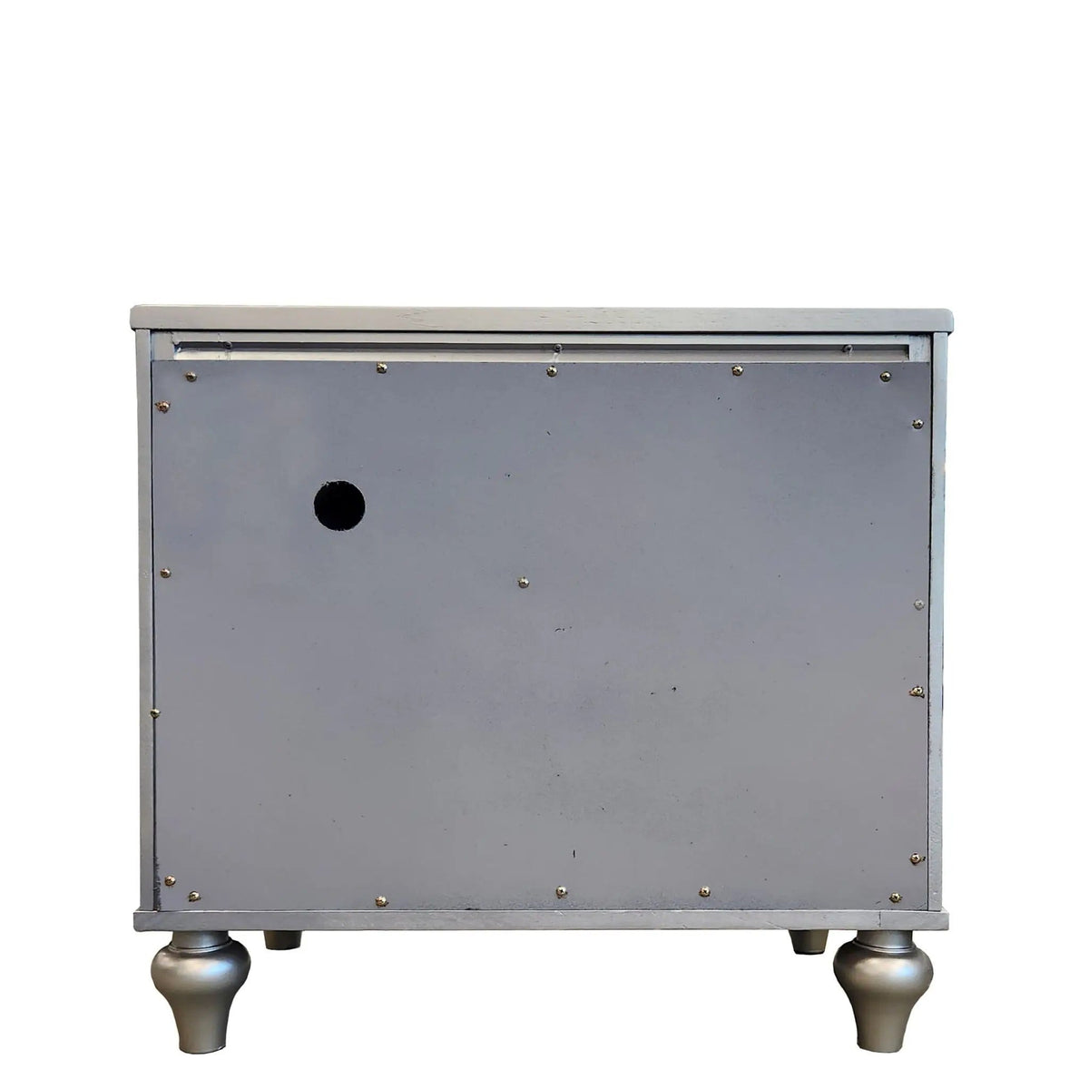2 Drawer Nightstand With Diamond Patterned Fronts - | 28 x 18.3 x 26.5 in | 2-Drawer | Silver