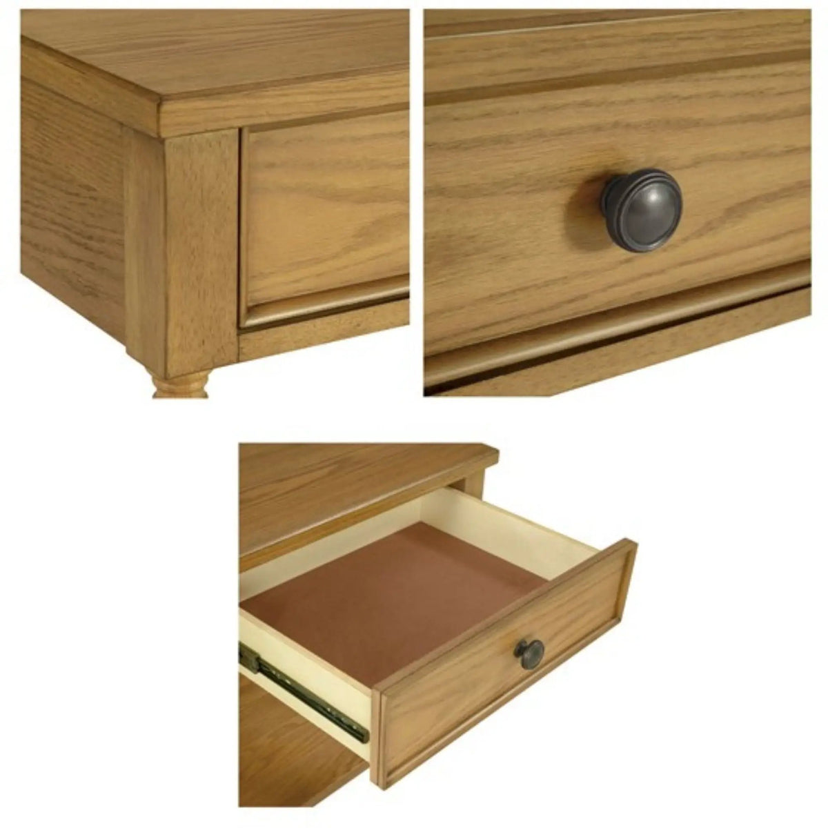 Traditional Nightstand Table | Solid Wood Frame | Drawer And Shelf | Turned Legs
