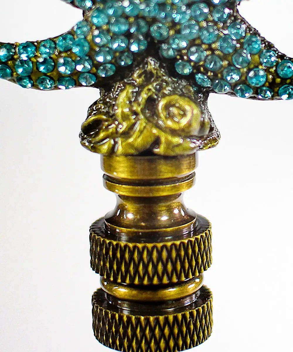 Lamp Finial | Starfish Design | Aegean Blue Glass | 2.5 Inch Height