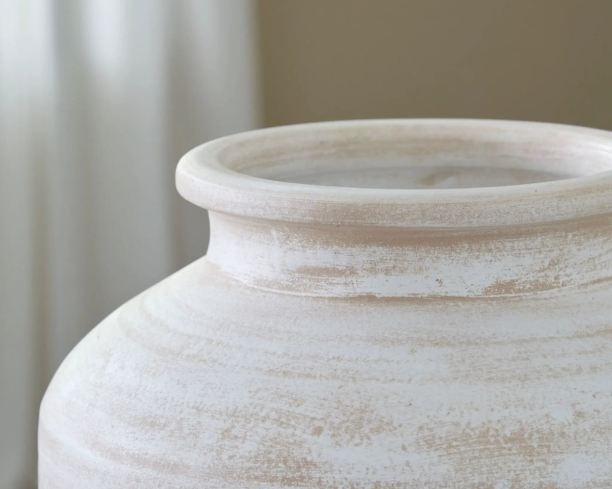 Meadie 12 Inch Ceramic Vase | Distressed Finish | Time-Worn Weathered Look | Artisanal Character