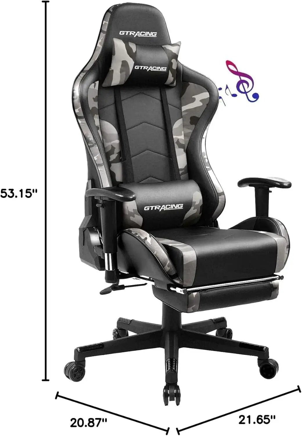 Gaming Chair With Bluetooth Speakers And Footrest Blue from PriceLows™