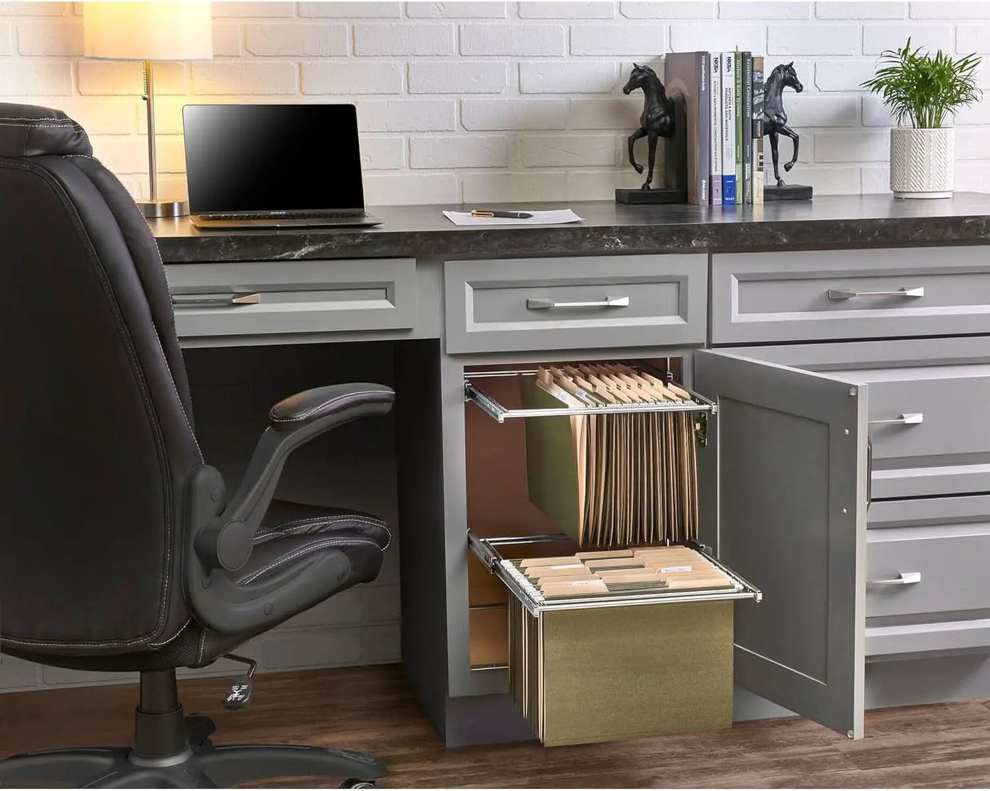 Two Tier Base Cabinet File Drawer Organizer Chrome 14.5 in from PriceLows™