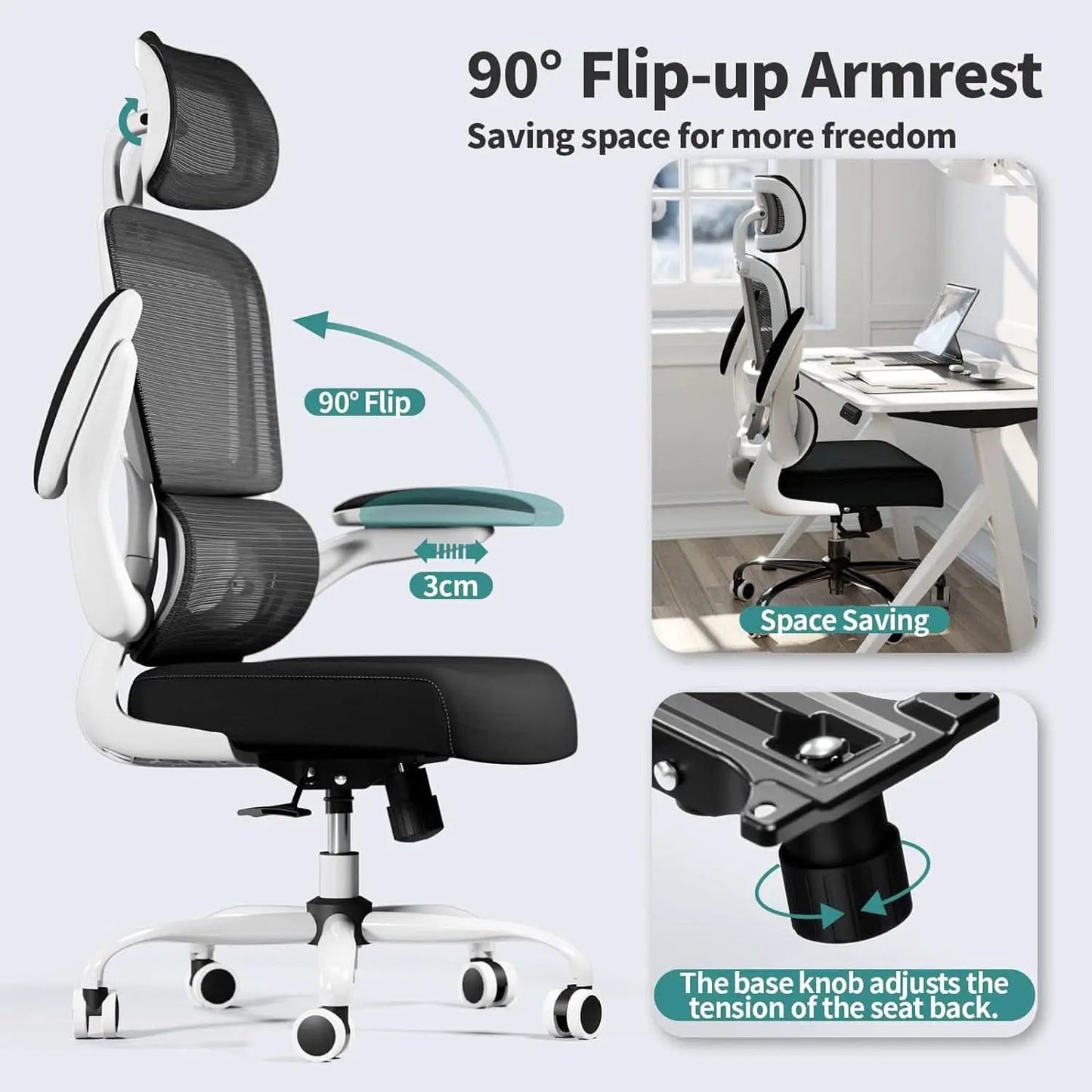 Ergonomic High Back Mesh Office Chair With Wheels Black from PriceLows™