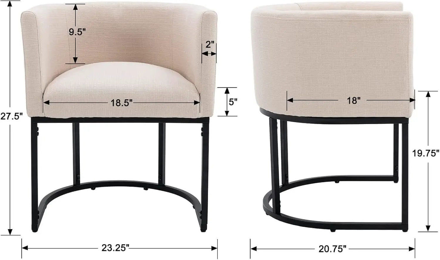 Cream Upholstered Barrel Dining Chairs 18.5-Inch Wide from PriceLows™