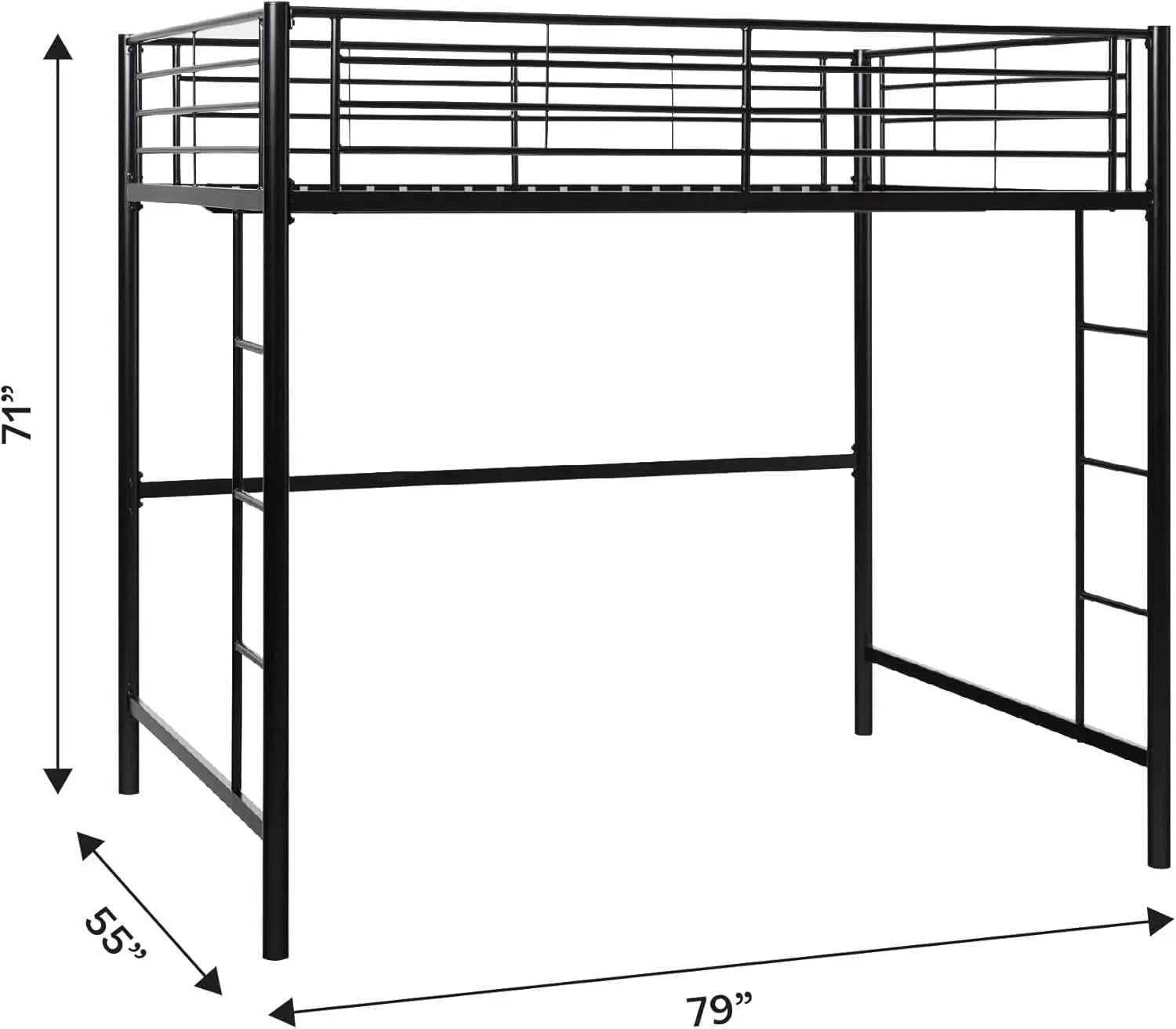 Urban Industrial Metal Double Loft Bunk Bed Full Black from PriceLows™