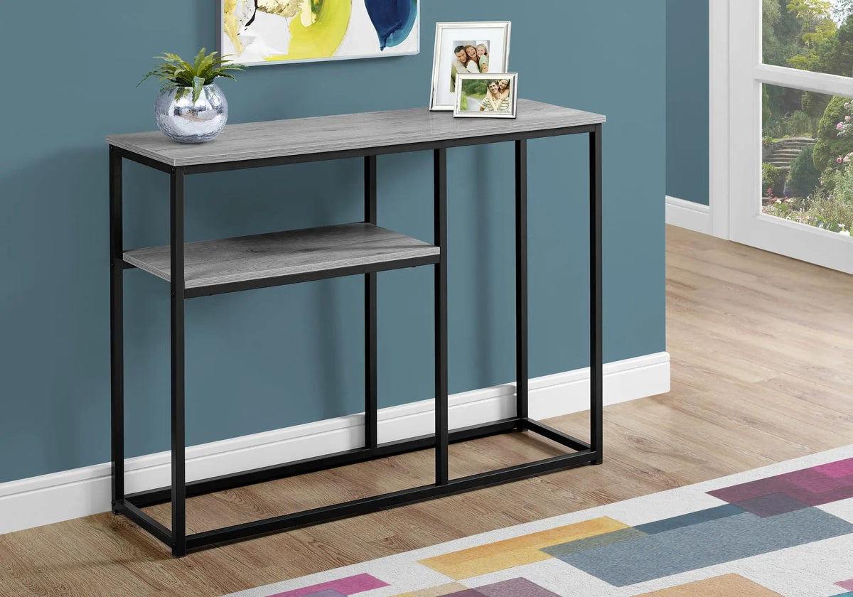 Gray Entryway Console Table | 42 Inch Width | Lower Shelf | Contemporary Design