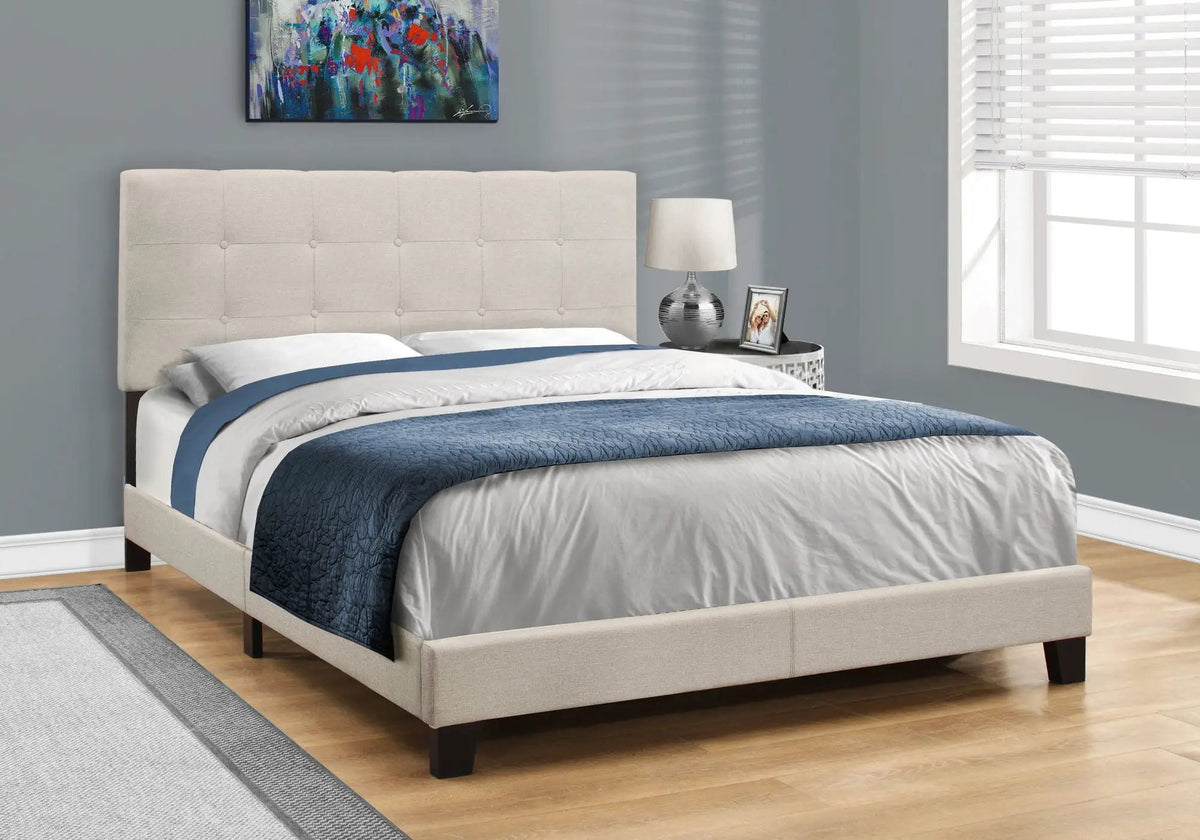 Upholstered Platform Bed Frame | Transitional Style | Frame Only | Thick Foam Padding