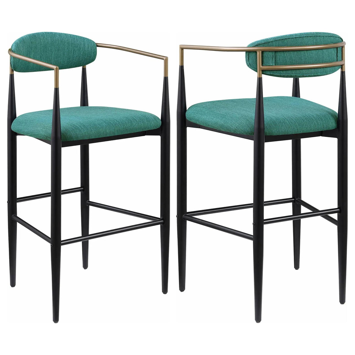 Tina Fabric Upholstered Bar Chair Green (Set of 2) Bar Height (28"-30") | 22.5 x 21.25 x 41.75 in | Linen & Fabric | Home