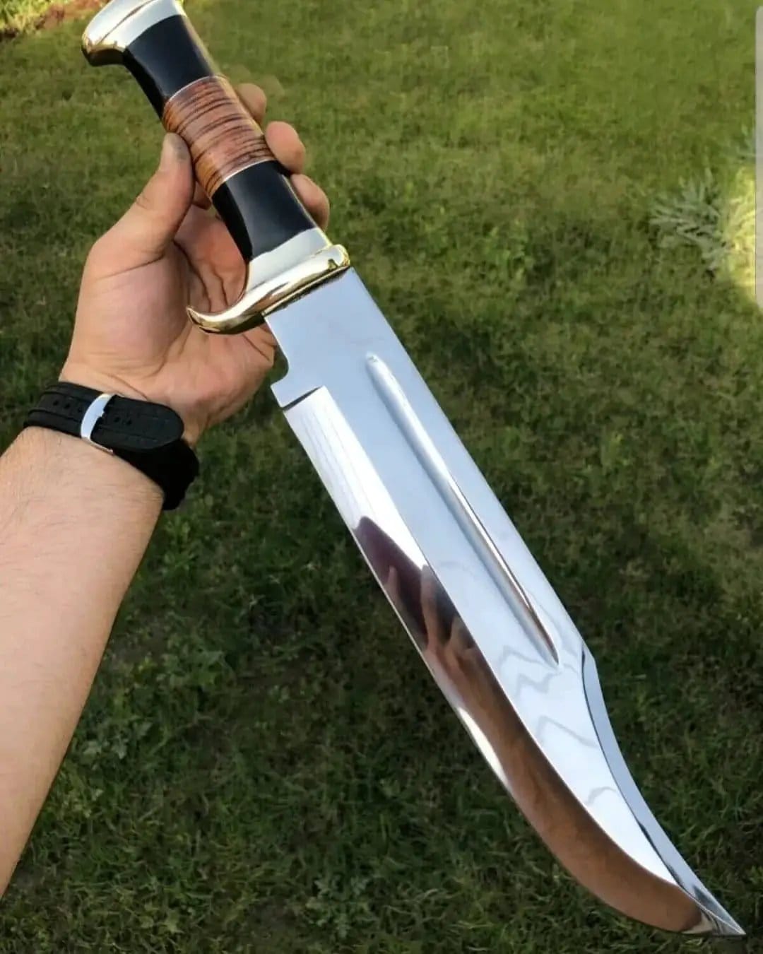 Supreme Custom Handmade 440C Steel Crocodile Dundee Bowie Knife 16” Heavy Duty | 16 Inch | Leather | coated crocodile bowie