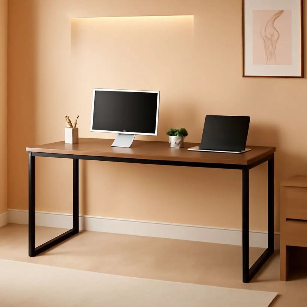 Black Frame Office Desk With Easy Assembly And Sturdy Build from PriceLows™