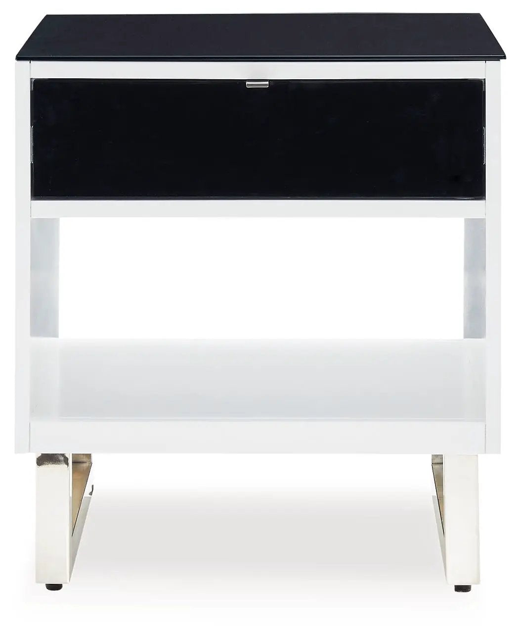 Gardoni Rectangular End Table | White And Black | MDF Construction | Drawer Storage