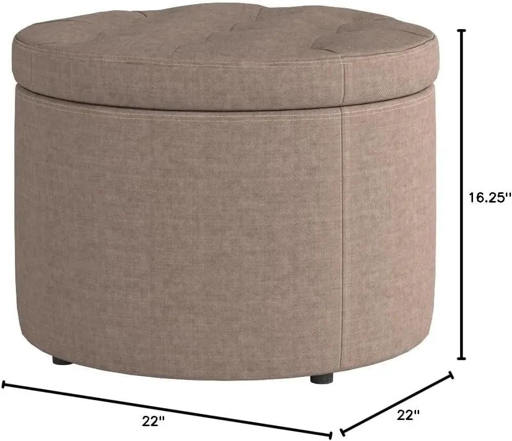 Round Shoe Ottoman Tan Fabric 12 Compartment Storage from PriceLows™