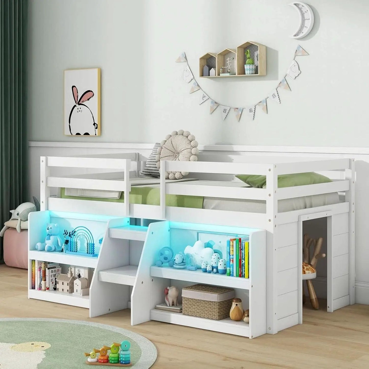 Twin Loft Bed With LED Lights And Durable Build Quality from PriceLows™