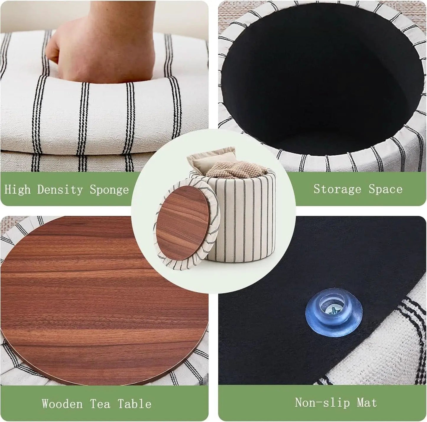 EighteenInch Round Storage Ottoman With Removable Tray from PriceLows™