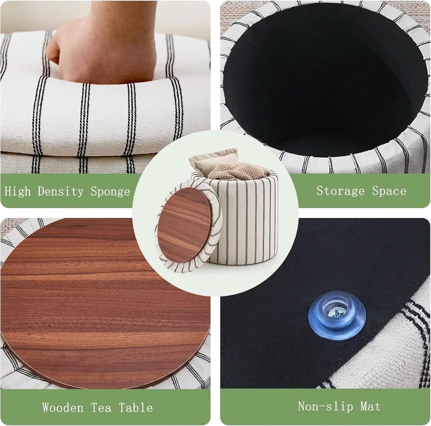 EighteenInch Round Storage Ottoman With Removable Tray from PriceLows™