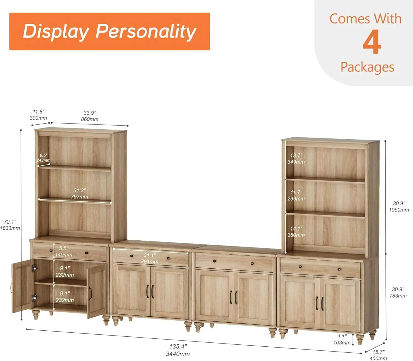 Oak Farmhouse Entertainment Center For TVs Up To 75 Inches from PriceLows™