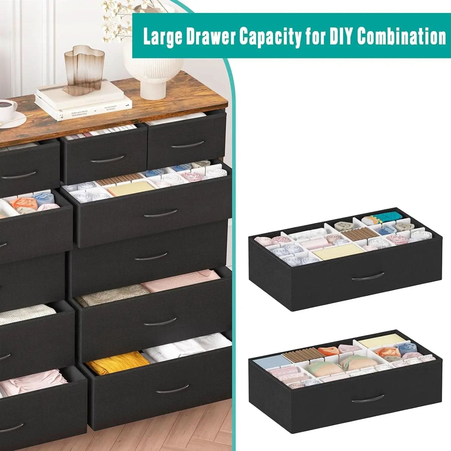 12 Drawer Dresser With Fabric Drawers For Bedroom And Closet Storage from PriceLows™