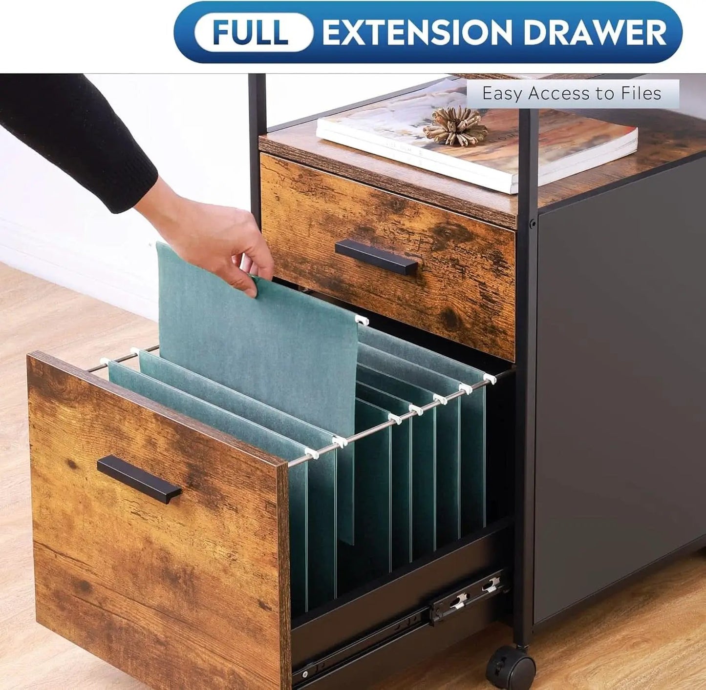 2 Drawer File Cabinet With Mobile Printer Stand Rustic Brown Wood Storage For A4 Or Letter Size Home Office from PriceLows™