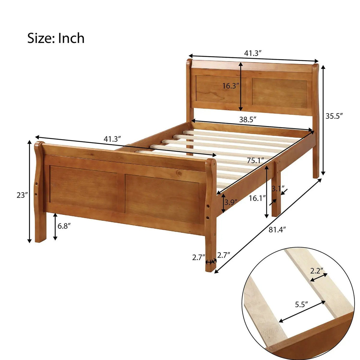 Wood Platform Bed Frame | Headboard Footboard | Wood Slat Support