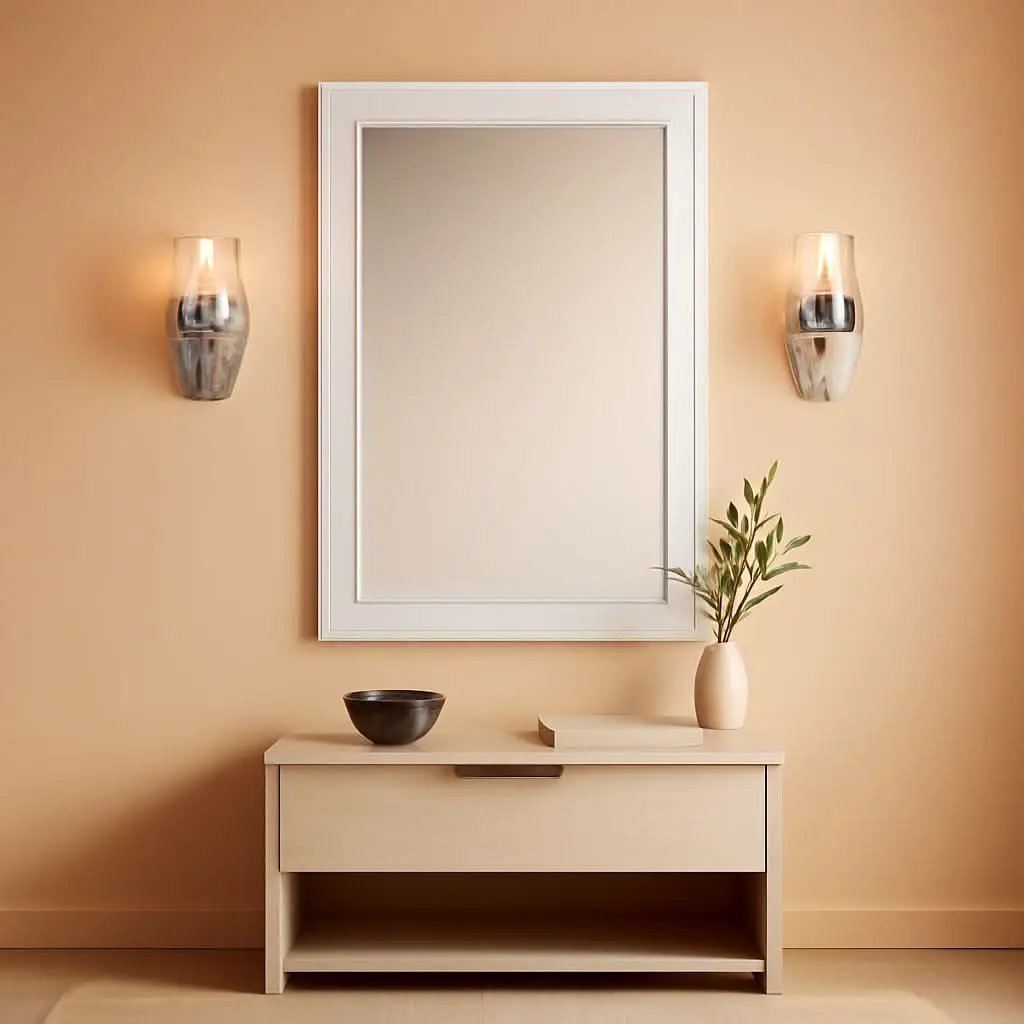 Rectangular White Wood Wall Mirror 24x36 Inches Bathroom