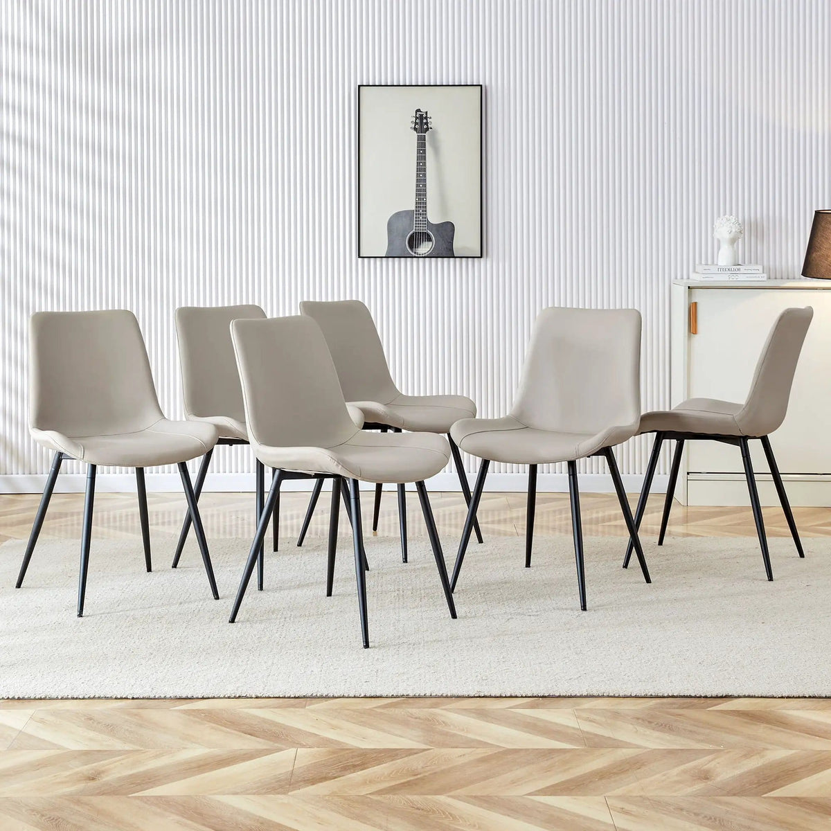Modern Medieval Style Restaurant Cushioned Chairs With Suede Backrests Chair Set | 3 Pieces | Fabric & Metal | Dining Room