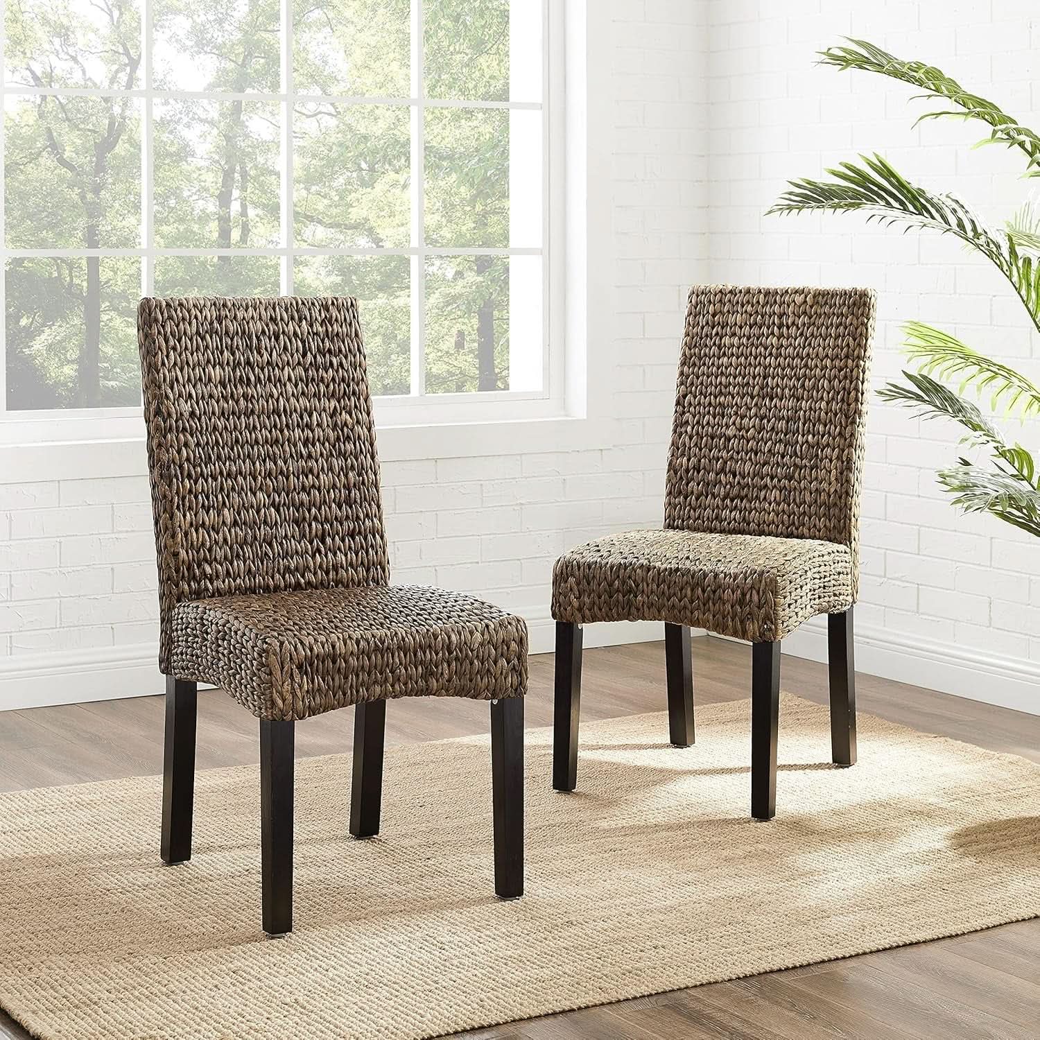 Edgewater Handwoven Rattan Dining Chairs Set Of 2 Seagrass from PriceLows™