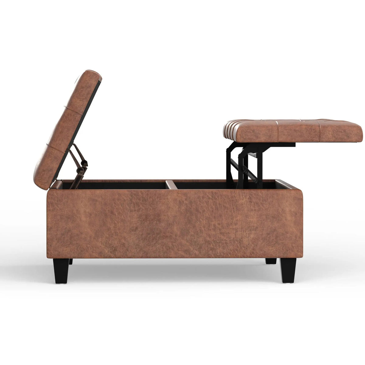Coffee Table Storage Ottoman | Lift Top Hinge | Solid Wood Base | Large Square