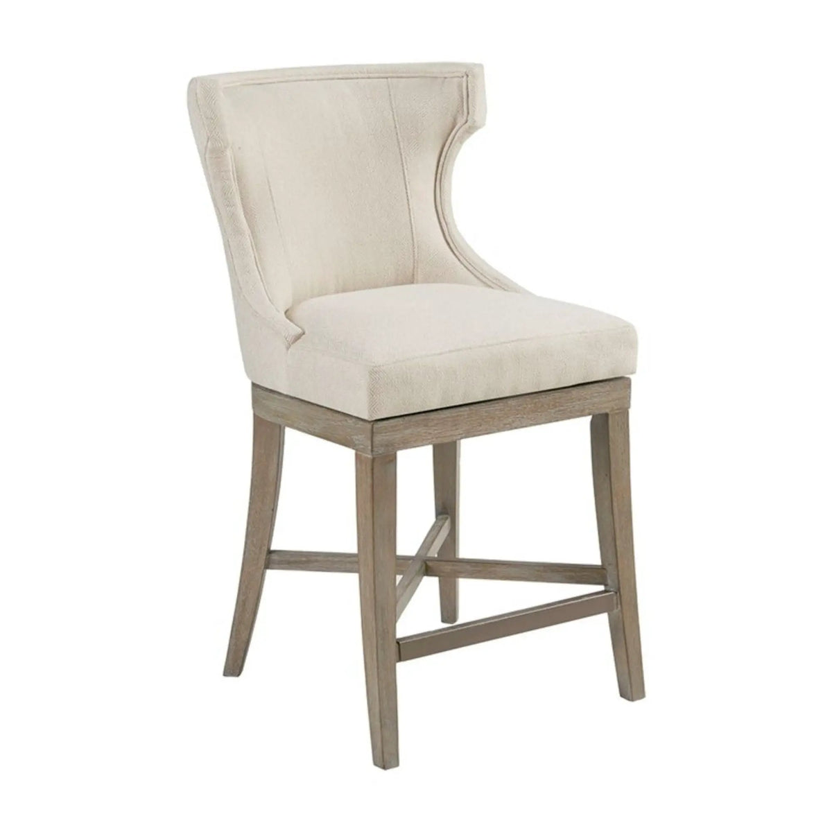 Carson Swivel Counter Stool | Wingback Shape | Piping Details | Solid Wood Legs