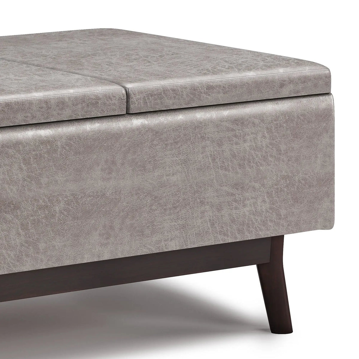 Owen Tray Top Coffee Table Ottoman | Upholstered Storage | Two Flip Over Serving Trays | Small Size