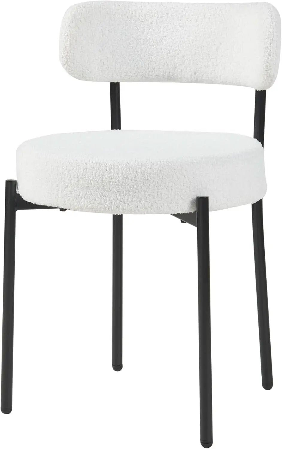 White Boucle Dining Chairs Set Of 2 For Dining Room from PriceLows™