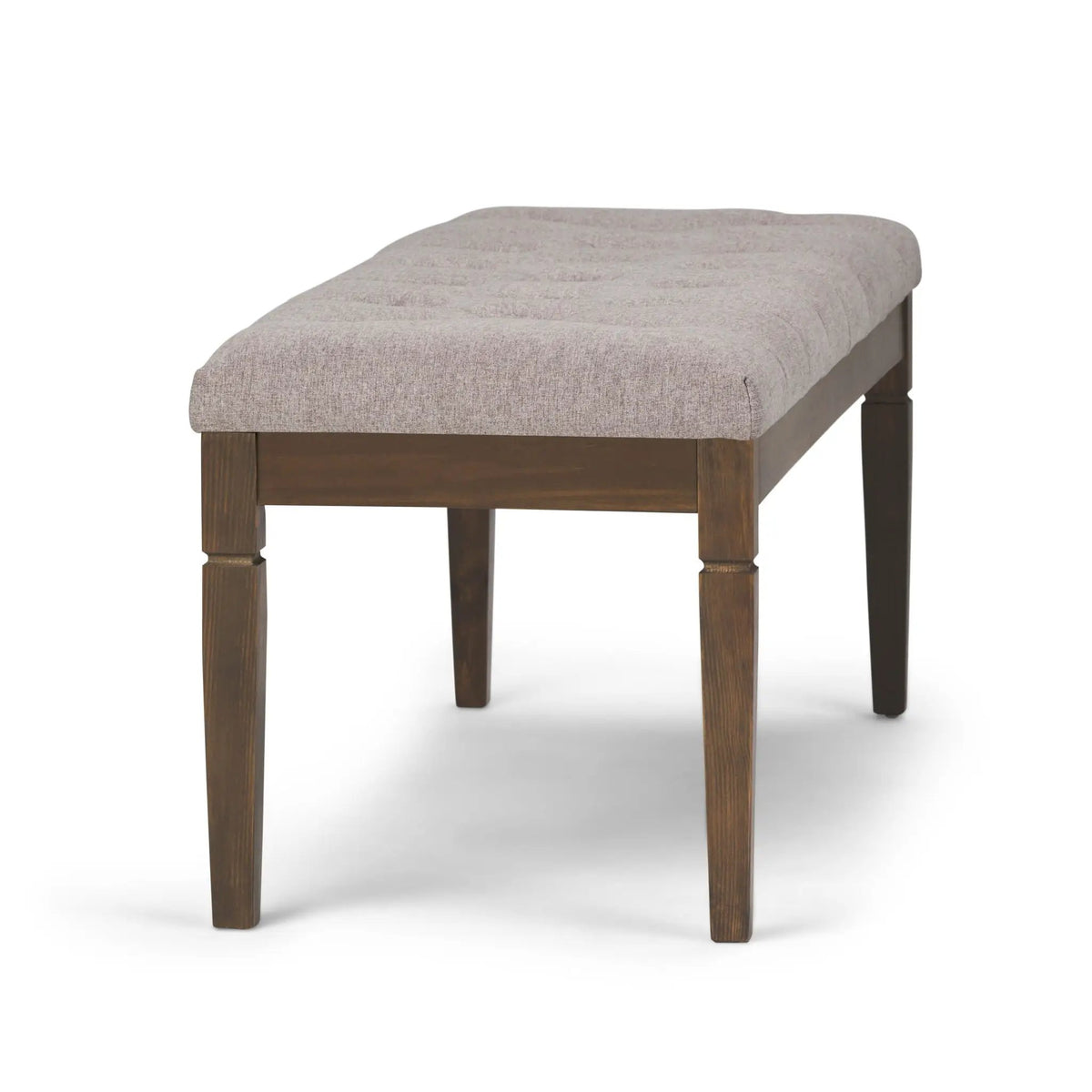 Waverly Upholstered Ottoman Bench | Tufting Detail | Carved Legs | Solid Wood Frame