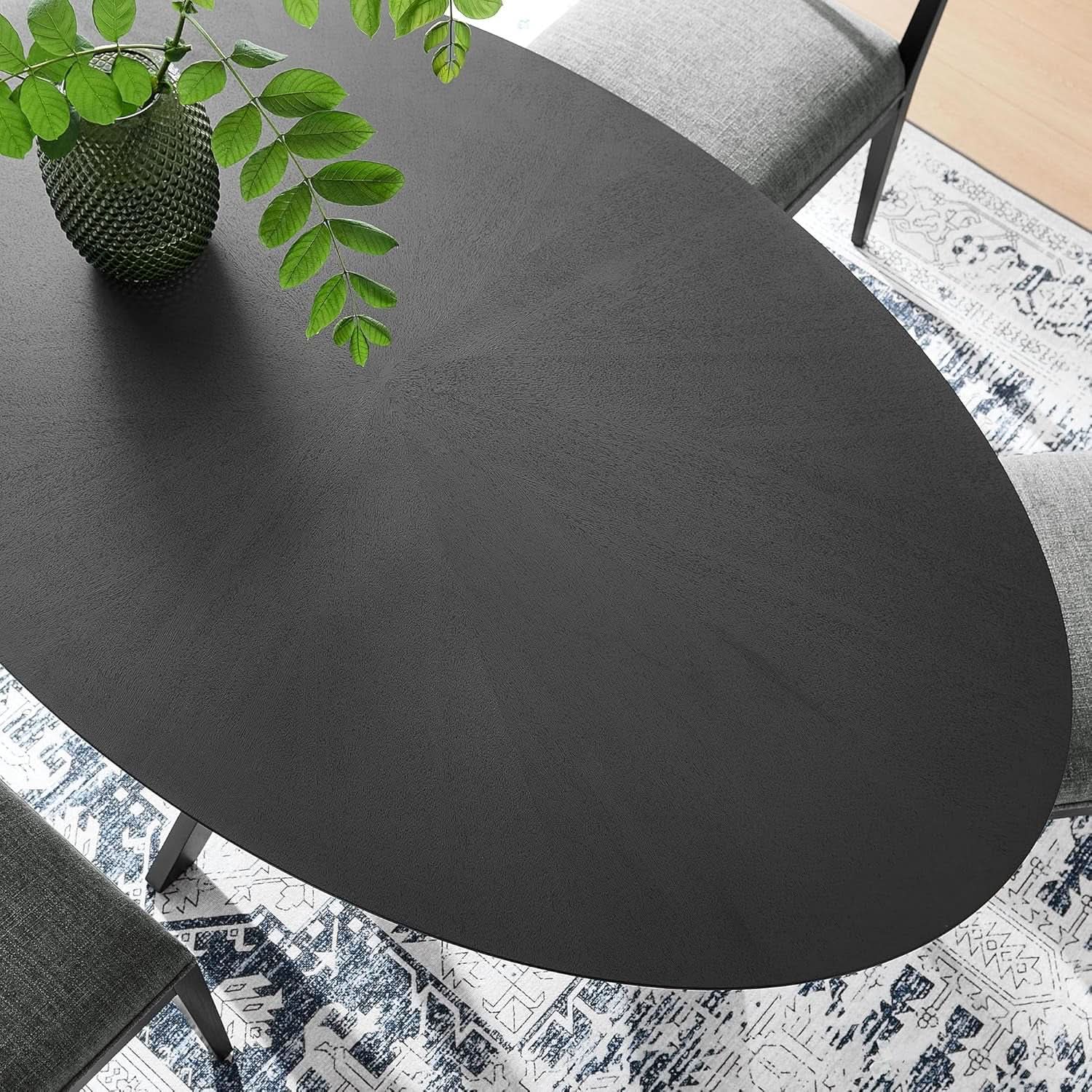 Crossroads 71 Inch Oval Wood Dining Table Black Seats 6 Easy To Assemble from PriceLows™