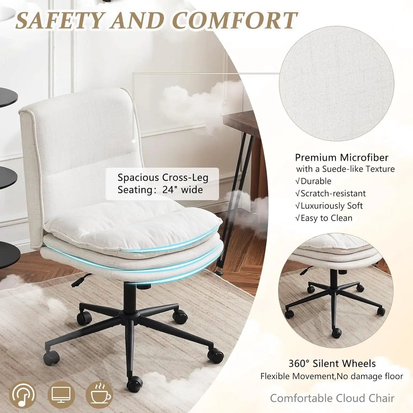 Cloud Criss Cross Office Chair Beige Fabric 18in High Back from PriceLows™